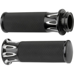 PartzBiz HD AN07-319 - Arlen Ness Fusion Black Deep Cut Hand Grips Harley Throttle By Wire Models | 07-319