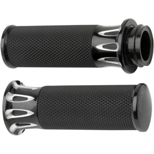 PartzBiz HD: 4423598-Arlen Ness Fusion Black Deep Cut Hand Grips Harley Throttle By Wire Models | 07-319