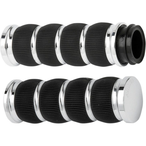 PartzBiz HD: 4423606-Arlen Ness Fusion Chrome Ring Leader Hand Grips Harley Dual Cable Throttle | 07-312