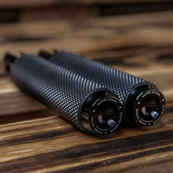 PartzBiz HD ANRC-400-004 - Arlen Ness Rough Crafts Black Knurled Front Foot Pegs Harley Softail 18-Up