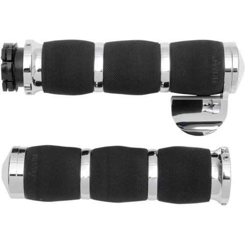 PartzBiz HD: 4423338-Avon 3 Ring w/ Throttle Boss Chrome Air Cushion Hand Grips Indian 14-17 | MT-อิน-แอร์-90C-B