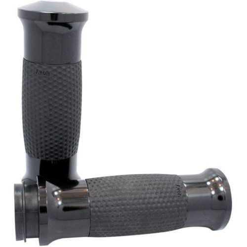 PartzBiz HD: 4423317-Avon Black Anodized Soft Gel 3 Ring Ergonomic Hand Grips Harley Throttle By Wire | GEL-70-ANO-FLY