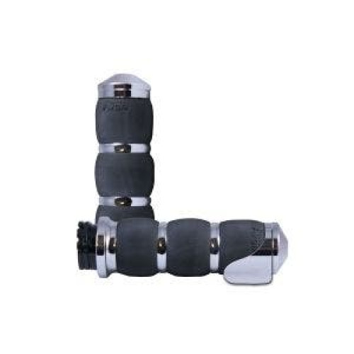 PartzBiz HD: 4423304-Avon Grips Air Cushion Chrome Grips พร้อมระบบคันเร่งสำหรับการควบคุมสายเคเบิลของ Harley | แอร์-90-บอส