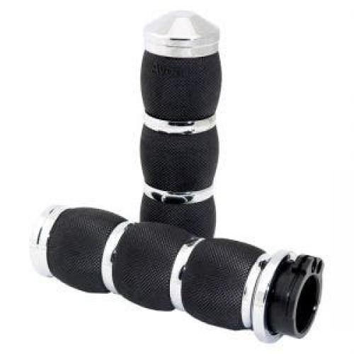 PartzBiz HD: 4423273-Avon Grips Chrome Air Cushion Grips สำหรับการควบคุมสายเคเบิลของ Harley | แอร์-90