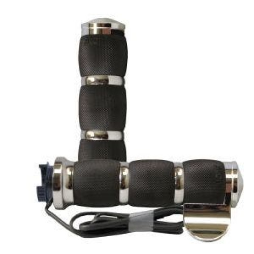 PartzBiz HD: 4423211-Avon MT Air Cushioned Chrome Boss Heated Grips for Metric Cruisers | MT-AIR-90-C-B-H