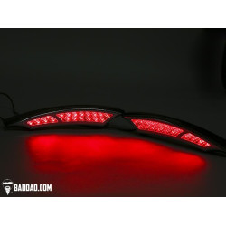 PartzBiz HD BAD-992-CH - Bad Dad 992 แผงฟิลเลอร์ LED สีแดงแบบกำหนดเองไฟเลี้ยวไฟท้าย Chrome Bezel Harley | BAD-992-CH