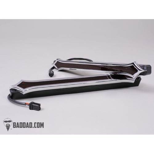PartzBiz HD: 4422906-Bad Dad Stretched 12.5" 957 Custom Red LED Filler Panel Turn Signals Taillights Chrome Bezel