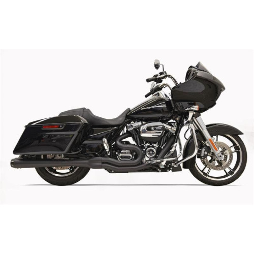 PartzBiz HD: 4422650-Bassani Black Road Rage 2 เป็น 1 Megaphone สไตล์ท่อไอเสีย Harley 17 Black Tip 1F51RB