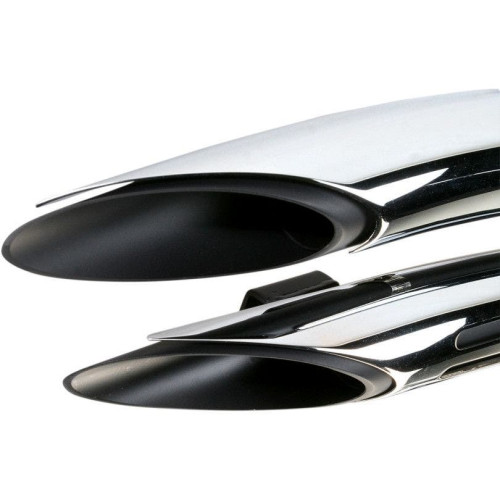 PartzBiz HD: 4422662-Bassani Black Radial Sweeper 2:2 Exhaust พร้อม Chrome Shields Harley Softail & Dyna | 1SD2F