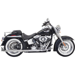 PartzBiz HD DS18001736 - Bassani Chrome 30 ” True Duals Fishtail Mufflers ไม่มีแผ่นกั้น Harley Softail 07-15 | บาสซานี