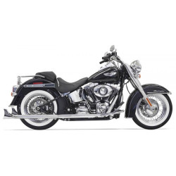 PartzBiz HD DS18001743 - Bassani Chrome 33 ” True Duals Fishtail Mufflers พร้อมแผ่นกั้น Harley Softail 07-15 | บาสซานี