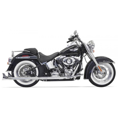 PartzBiz HD: 4422629-Bassani Chrome 33 ” True Duals Fishtail Mufflers พร้อมแผ่นกั้น Harley Softail 07-15 | บาสซานี