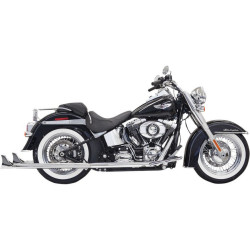 PartzBiz HD DS18001738 - Bassani Chrome 36 ” True Duals Fishtail Mufflers ไม่มีแผ่นกั้น Harley Softail 07-15 | บาสซานี