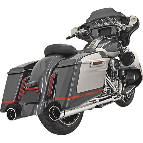 PartzBiz HD: 4422632-Bassani Chrome 4" Slip On DNT Exhaust Mufflers M8 Touring CVO FLH FLT 17-Up 2017-Up 1801-1408 18011408 Megaphone Harley-Davidson Milwaukee Eight CVO Touring Electra Glide FLHTKSE; Road Glide FLTRXSE; Street Glide FLHXSE best for 