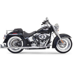 PartzBiz HD DS18001670 - Bassani Chrome True Dual Exhaust W/ 33" Fishtail Tip Mufflers Harley Softail 07-15 - 1S26E-33