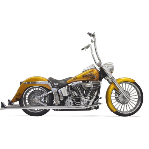 PartzBiz HD: 4422611-Bassani Chrome True Dual Exhaust W/ 36" Fishtail Tip Mufflers Harley Softail 07-15 - 1S26E-36