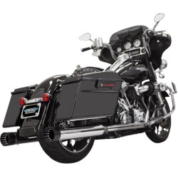 PartzBiz HD DS18010768 - Bassani DNT Deep N Throaty Chrome Black Tip 4" Slip On Mufflers Harley Straight - 1F7DNT5