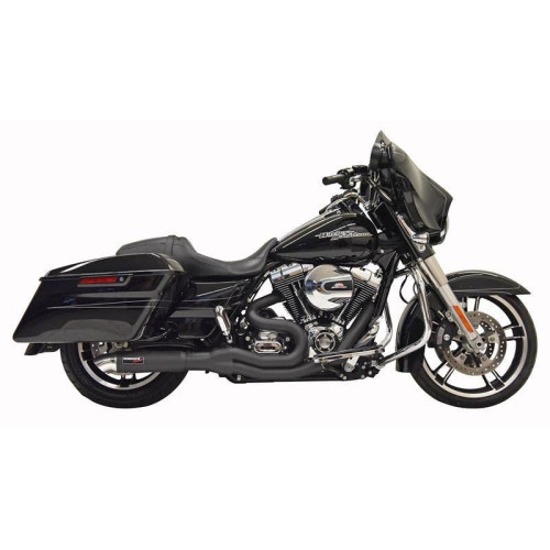 PartzBiz HD: 4422579-Bassani Hot Rod Turnout 2-1 Mid 4” Exhaust System Black Harley Bagger 07-16
