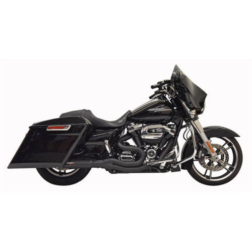PartzBiz HD: 4422580-Bassani Hot Rod Turnout 2-1 Mid 4” Exhaust System Black Harley Bagger 17-Up
