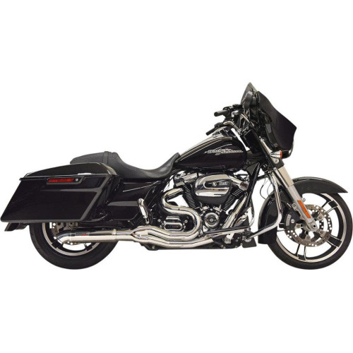 PartzBiz HD: 4422582-Bassani Hot Rod Turnout 2-1 Mid 4” Exhaust System Chrome Harley Bagger 17-Up