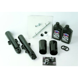 PartzBiz HD EPC-49-BLK-PACK - Black 49mm Front End Upper & Lower Legs Package w/ Flush Axle Harley 14-21 FLH/T