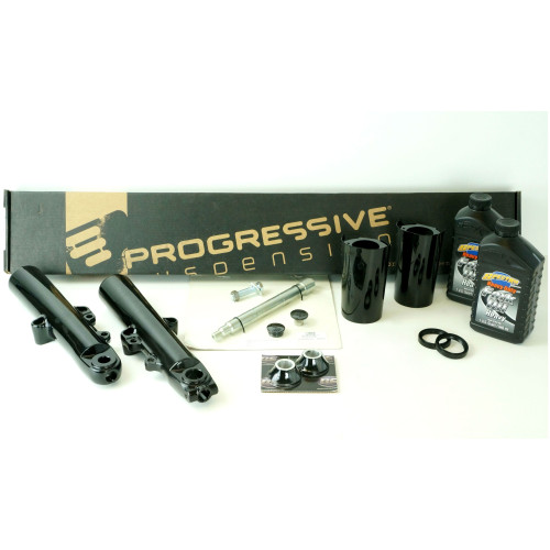 PartzBiz HD: 4421976-Black 49mm Front End Package w/ Flush Axle & Monotube Harley 14-17 FLH/T Models