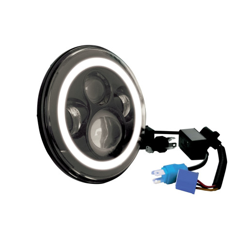 PartzBiz HD: 4421981-ไฟหน้า LED Daymaker Style ขนาด 7 นิ้วสีดำพร้อม Halo 11002 94-17 Harley Touring Softail
