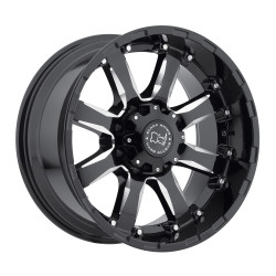 PartzBiz HD BRW-1790SRA-25127B78 - ล้อแรดดำ Sierra Black & Milled 17X9 5X5 5X127 ET -ขอบออฟเซ็ต 12 มม. Jeep Wrangler JK JL JT Gladiator Grand Cherokee WJ WK WK2 Commander ล้อขอบอัพเกรด 5x127 5 Lug Offroad 4x4