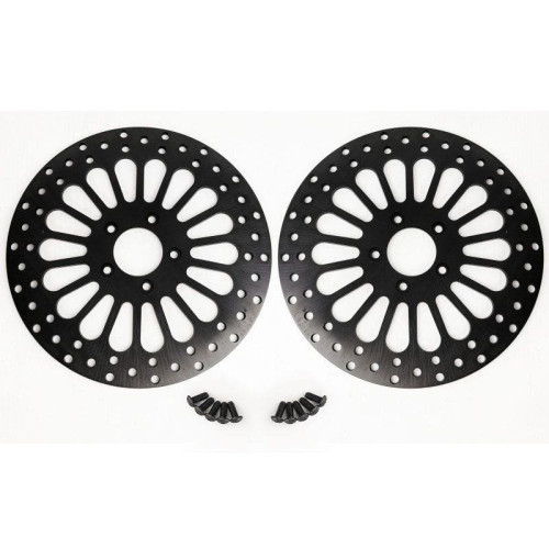PartzBiz HD: 4421917-DNA Black Super Spoke Dual Front 11.5 ดิสก์โรเตอร์ Harley Touring FLH/T