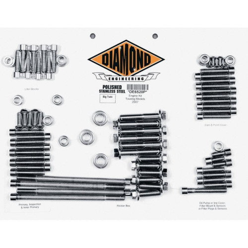 PartzBiz HD: 4421857-ชุดน็อตเครื่องยนต์สแตนเลสขัดเงา Diamond Engineering OEM FLH 07-15 | DE6520P
