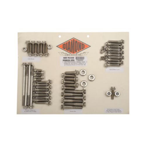 PartzBiz HD: 4421858-Diamond 12 Point Polished Stainless Steel Engine Bolt Kit Softail & Dyna 06-15 | PB605S PartzBiz HD: 4421858-Diamond 12 Point Polished Stainless Steel Engine Bolt Kit Softail & Dyna 06-15 | PB605S