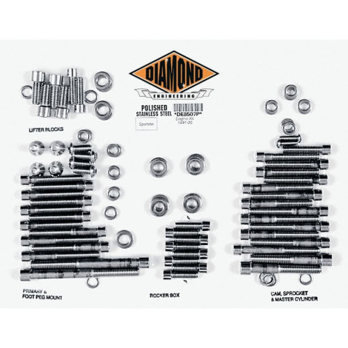 PartzBiz HD: 4421863-Diamond Engineering OEM Polished Stainless Steel Engine Bolt Kit Sportster 91-03 | DE8507P PartzBiz HD: 4421863-Diamond Engineering OEM Polished Stainless Steel Engine Bolt Kit Sportster 91-03 | DE8507P
