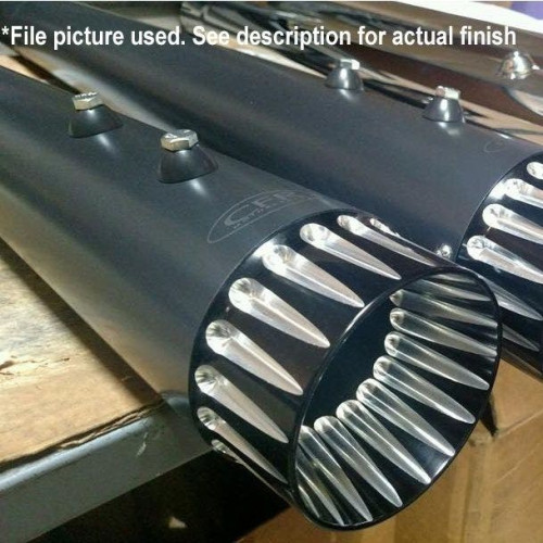 PartzBiz HD: 4421387-Cary Faas CFR 4 1/2" Black Fluted / Fluted Megaphone Tapered Mufflers for Harley  | FLH008