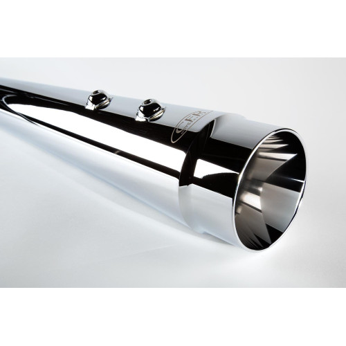 PartzBiz HD: 4421364-Cary Faas CFR 4 1/2 ” Chrome All Smooth Megaphone Tapered Mufflers สำหรับ Harley FLH | FLH001 FLH001C