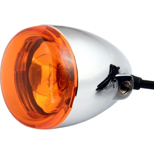PartzBiz HD: 4421369-Chris Products 8500A Chrome Amber Bullet Style Universal 12V ไฟเลี้ยวรถจักรยานยนต์ชุดไฟแต่ละดวง Blinker Flasher สีส้ม Harley เมตริกที่กำหนดเอง Power Sports