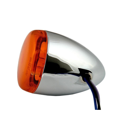 PartzBiz HD: 4421371-Chris Products 8501A Chrome Amber Bullet Style Universal 12V Motorcycle Turn Signal Assembly Individual Light Blinker Flasher Orange Harley Metric Custom Power Sports