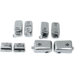 PartzBiz HD DS06160129 - Drag Chrome 8 Piece Handlebar Control Switch Key Cap Set Harley FLH 96-13 Radio | Drag Specialties PartzBiz HD DS06160129 - Drag Chrome 8 Piece Handlebar Control Switch Key Cap Set Harley FLH 96-13 Radio | Drag Specialties