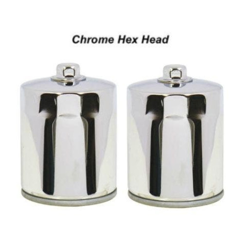 PartzBiz HD: 4421252-Chrome Hex Head Oil Filter 4 Pack 87180 Harley Big Twin XL Repl. 63798-99A 