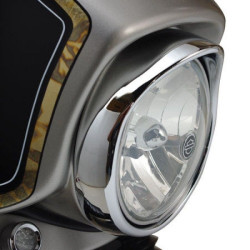 PartzBiz HD 30-107 - Chrome Smooth 7" Headlight Trim Ring Bezel W/Built-In Visor Harley FLHT FLHX 80-13