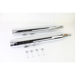 PartzBiz HD VT30-4014 - Chrome Wyatt Gatling ท่อไอเสียแบบสวม 4” 2 Ring Comet Tip Harley Touring 17-20