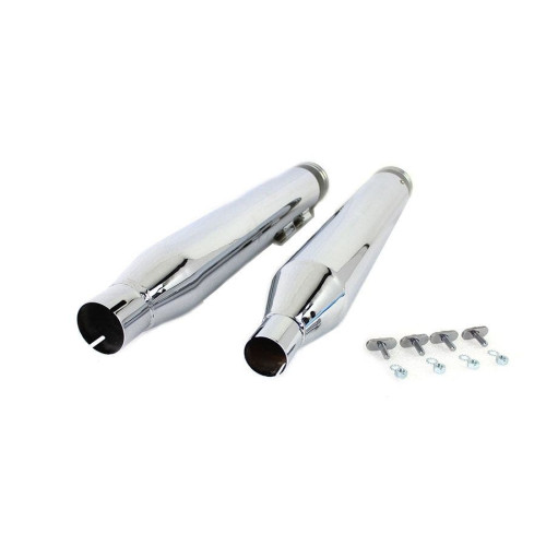 PartzBiz HD: 4421139-ท่อเก็บเสียงแบบสวม Chrome Wyatt Gatling 4” พร้อมปลาย Comet สีดำ Harley Touring 17-20