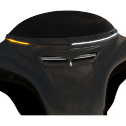 PartzBiz HD DS23500470 - Ciro 3D Black LED Windshield Trim Turn Signals Harley Batwing FLHT 14-18 | 11001