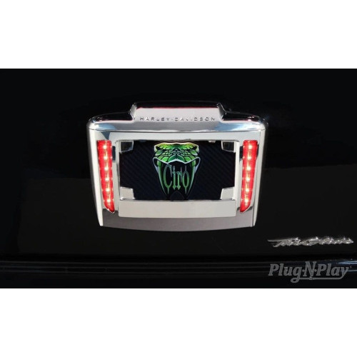 PartzBiz HD: 4421127-Ciro 40080 Chrome License Plate Frame & Red LED Running Light Harley Trike 09-Up PartzBiz HD: 4421127-Ciro 40080 Chrome License Plate Frame & Red LED Running Light Harley Trike 09-Up