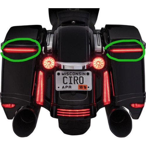 PartzBiz HD: 4421035-Ciro Bag Blades Saddlebag Accent Lights Red LED Smoke Lens Harley Special 10-13