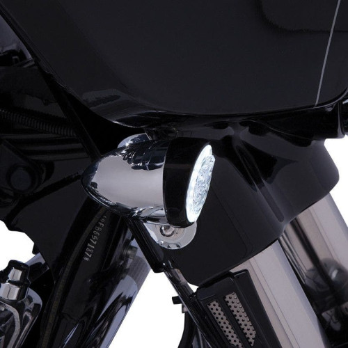PartzBiz HD: 4421044-Ciro Black Bullet Style Fang LED Front Turn Signal Inserts Dual Function Harley | 45420