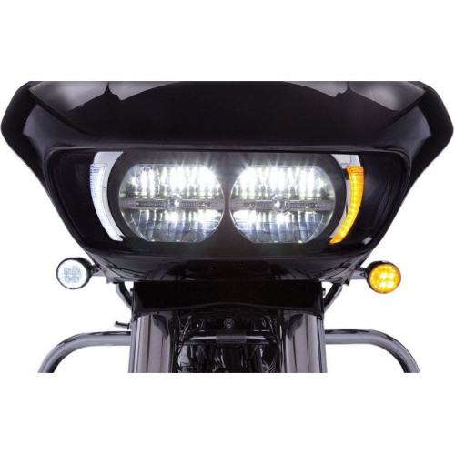 PartzBiz HD: 4420965-Ciro 45250 Chrome LED Headlight Fang Bezels w/ Amber Turn Signals Harley 15-20 FLTR PartzBiz HD: 4420965-Ciro 45250 Chrome LED Headlight Fang Bezels w/ Amber Turn Signals Harley 15-20 FLTR