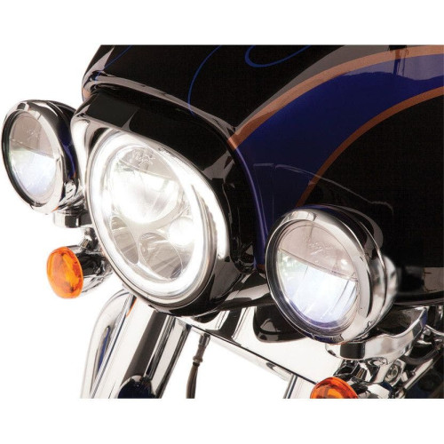 PartzBiz HD: 4420944-Ciro Gloss Black LED 7" Headlight Bezel Trim Ring for Harley FLH/T 96-13 45211