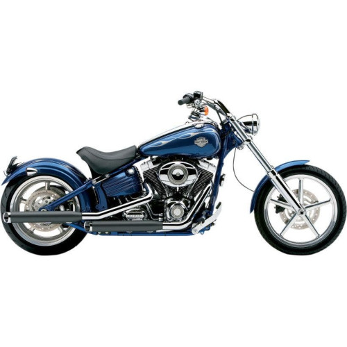PartzBiz HD: 4420671-Cobra Black 3" Slash Cut Slip On Mufflers Billet Tip Harley 07-16 FXST FLSTC | 6003B