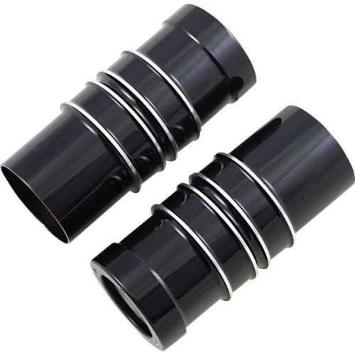 PartzBiz HD: 4420363-Covington Customs Black Ripper Finned Billet Fork Bellows Leg Bells Harley 14-Up