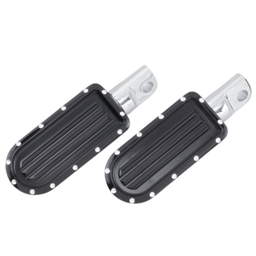 PartzBiz HD: 4420342-Covingtons Customs Black Dimpled Billet Footpegs หมุดเท้า Harley Male Mount คู่ | C1243-B